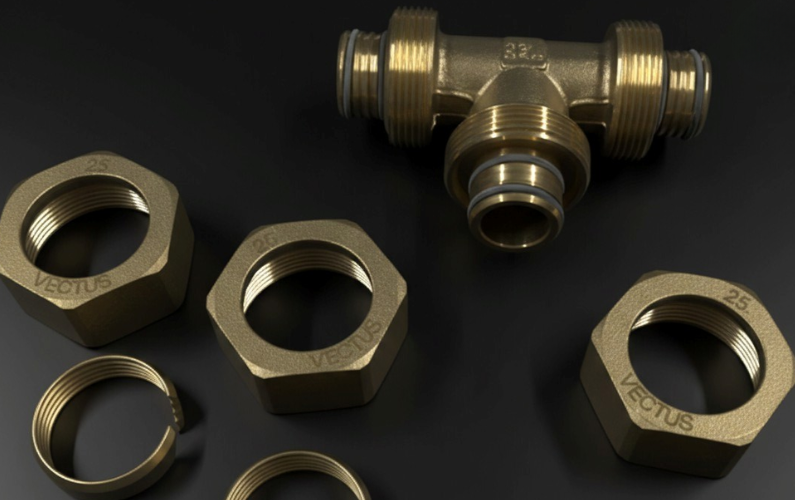 Brass Male Threaded Tee Connector with Union Nuts