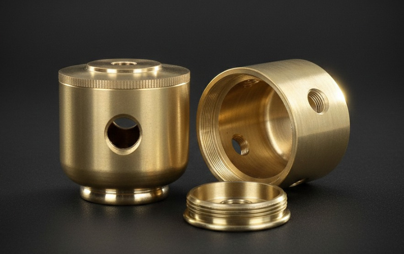 Custom CNC Machined Brass Valve Body / Housing Component