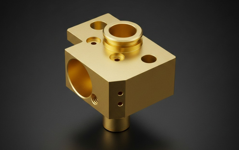 Custom CNC Machined Brass Manifold Block / Valve Body