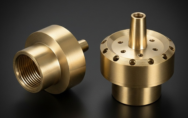 Custom CNC Machined Brass Flanged Nozzle Adapter