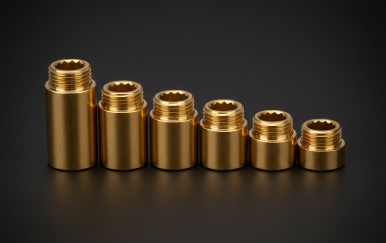 Brass Threaded Insert with Internal Spline Drive