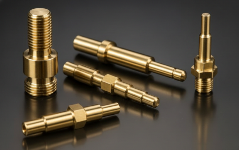 CNC Turned Brass Precision Shafts & Threaded Pins