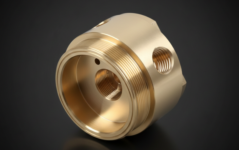 Custom CNC Machined Brass Threaded Valve Housing
