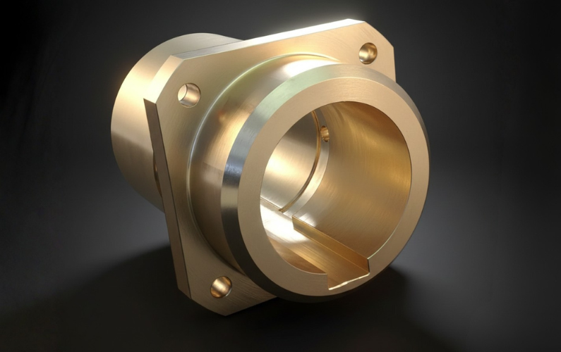 Custom CNC Machined Brass Flanged Housing
